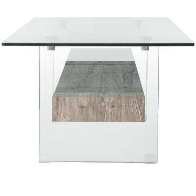 43'' Grey Oak and Glass Rectangular Transitional Coffee Table