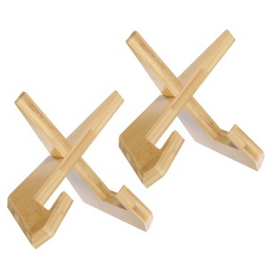 Unique Bargains Natural Wood Durable Cross-Type Structure Stable Display Stand 2 Pcs - 1 of 3