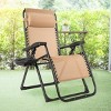 Tangkula 2PCS Folding Zero Gravity Lounge Chair Recliner w/ Cup Holder Pillow - 3 of 4