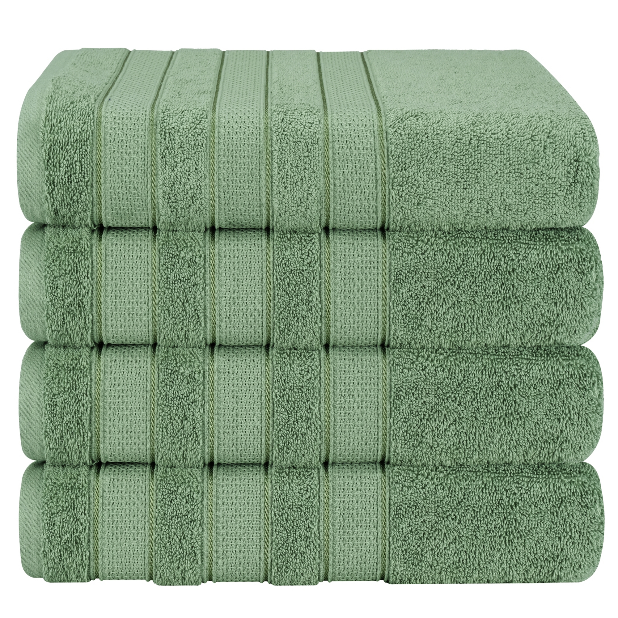 American Soft Linen 4 Piece 100% Cotton Salem Bath Towel Set, Sage Green