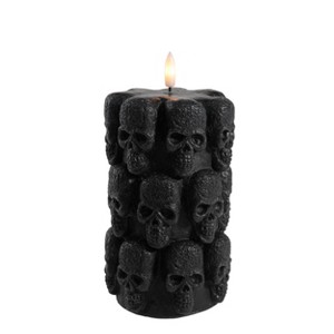 LumiPur 3.5"x6" Signature Natural Glow Halloween Flameless LED Wax Skulls Pillar Candle White - 1 of 3