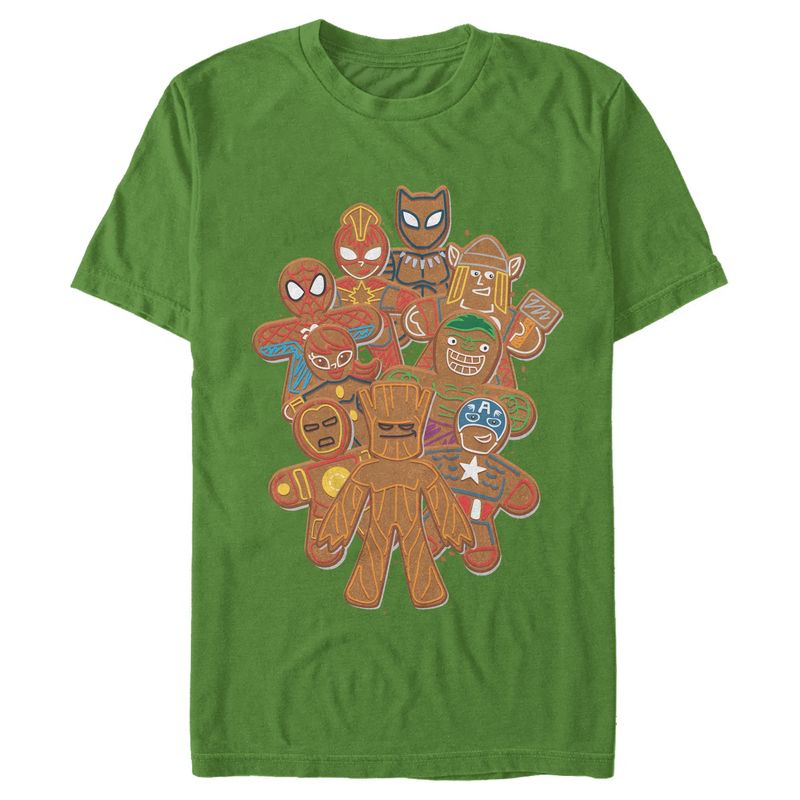 Men's Marvel Christmas Gingerbread Cookie Heroes T-Shirt, 1 of 5