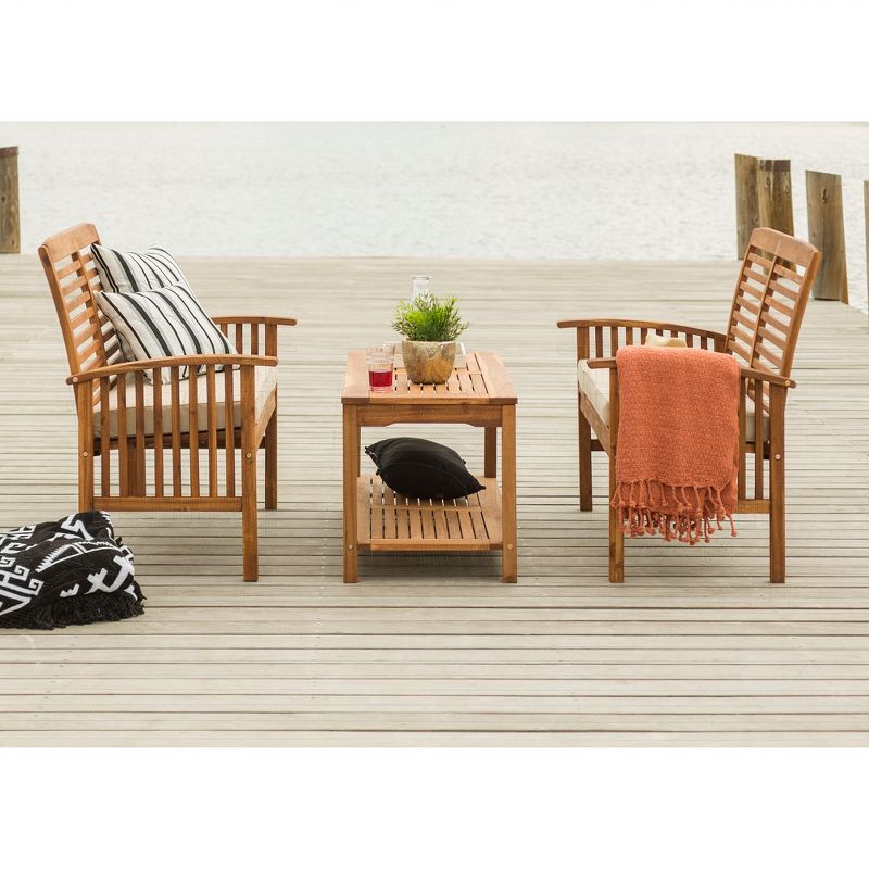 Ravenscroft 3pc Acacia Wood Patio Chat Set with Coffee Table - Saracina Home, 4 of 10