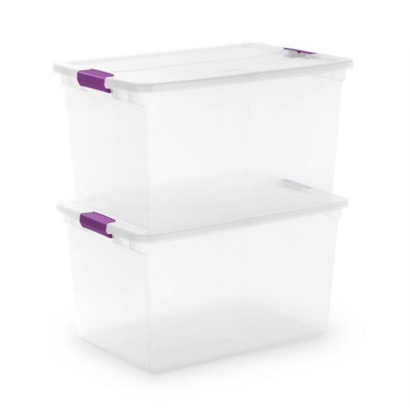 Sterilite 66 Quart Clear Latch Lid Storage Container Tote, 6 Pack, and 27 Quart Clear Latch Lid Storage Container Tote, 6 Pack for Home Organization, 5 of 8