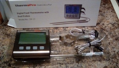 ThermoPro Digital Meat Thermometer with Dual Probes and Timer Mode Grill  Smoker Thermometer TP-17W - The Home Depot