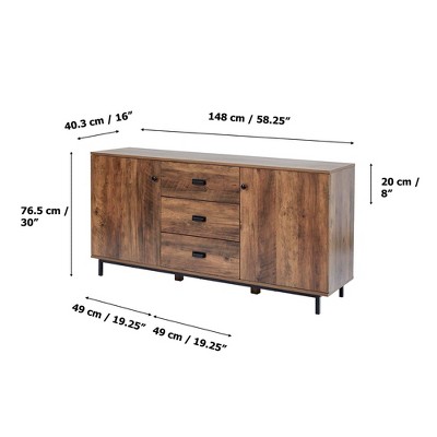 Brooklyn 59'' Brown Acacia Sideboard with Metal Legs
