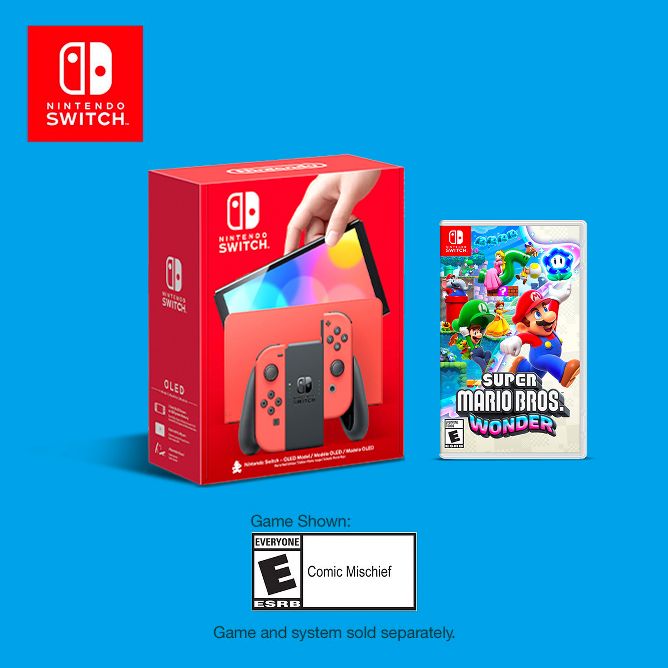 Nintendo switch. game shown. Comic mischief. Game and system sold separately