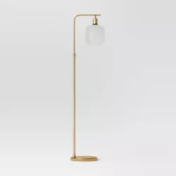 Glass Shaded Floor Lamp Brass (Includes LED Light Bulb) - Threshold™