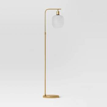 Floor Lamp Brass with Glass Shade (Includes LED Light Bulb) - Threshold™