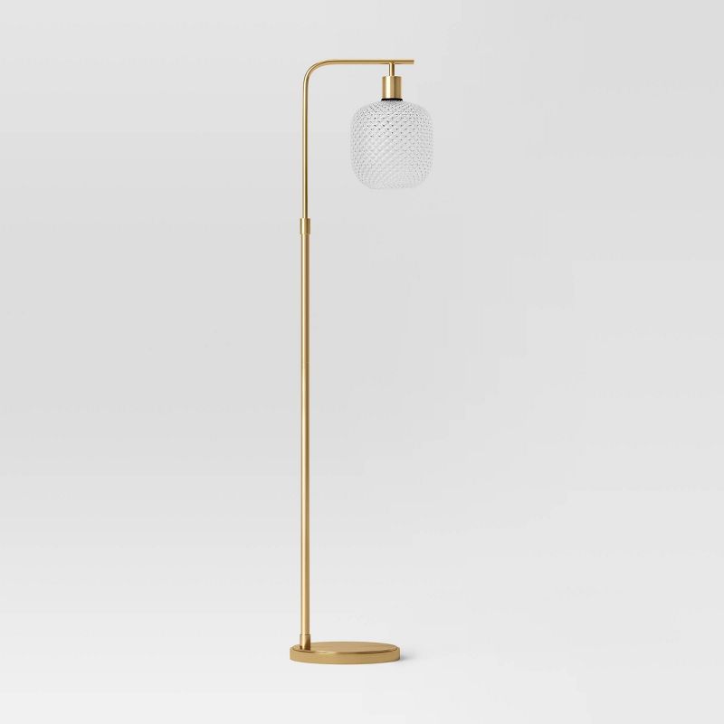 Floor Lamp Brass with Glass Shade (Includes LED Light Bulb) - Threshold&#8482;, 1 of 7