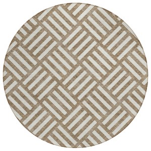 Brown And Ivory Geometric Washable Indoor Outdoor Area Rug - 1 of 4