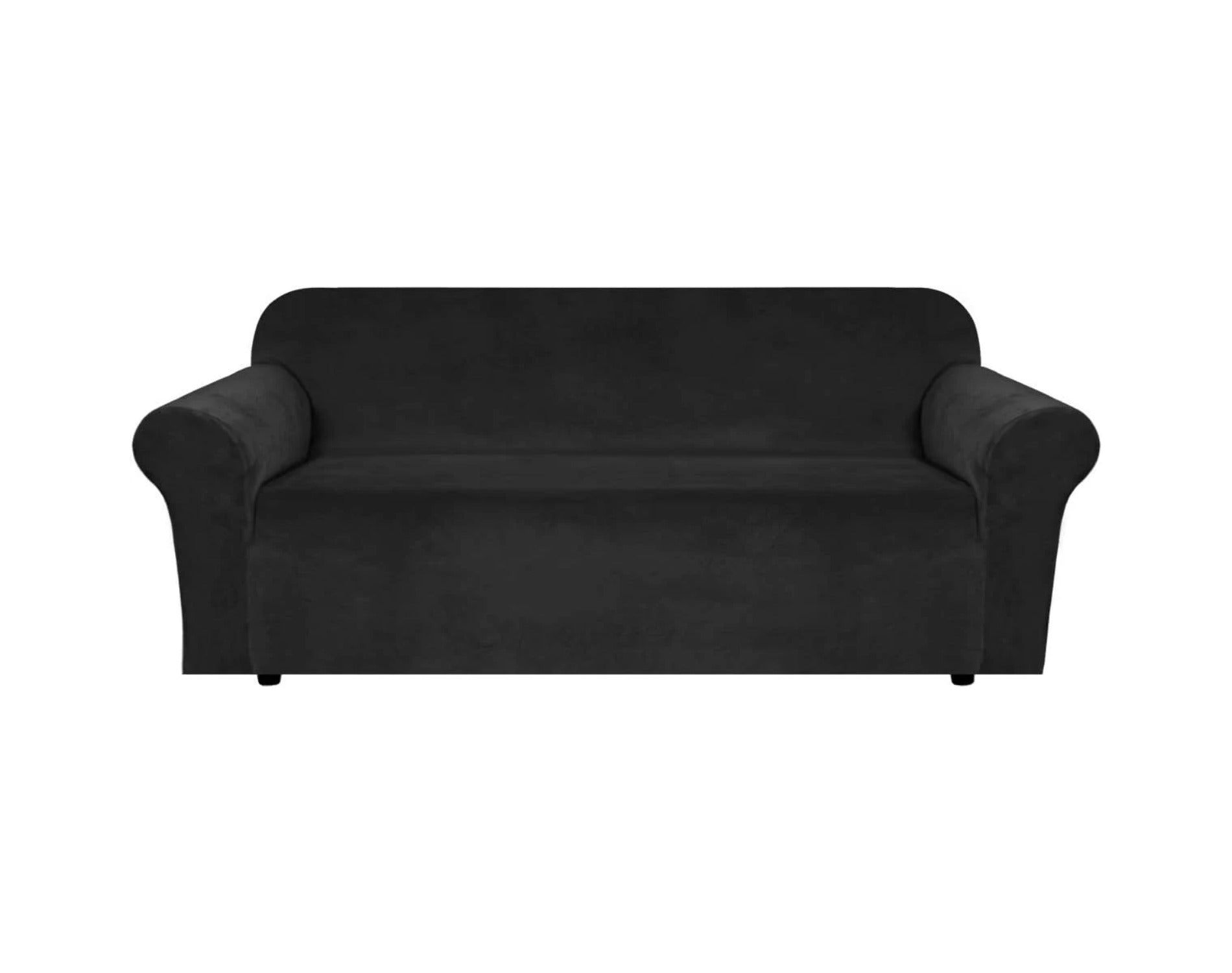 H.Versailtex Stretch Velvet Sofa Covers for Cushion Couch Covers Sofa Slipcovers Furniture Protector BLACK XL Sofa