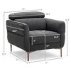 Costway Modern Upholstered Accent Chair Single Sofa Armchair w/ Adjustable Headrest Grey\White - 4 of 4