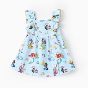 PATPAT Disney Princess Toddler Girl Dress Kids Girls 1pc Tiana Cinderella Beller Ariel Rapunzel Ruffled Dress - 1 of 4
