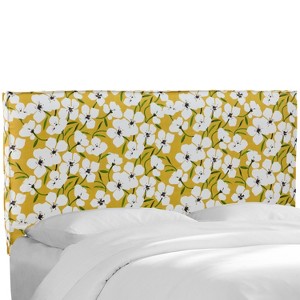 Queen Isabella French Seam Slipcover Headboard Yellow Floral - Cloth & Co.