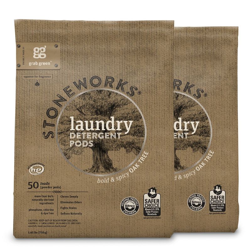 Grab Green Stoneworks Laundry Detergent Pods, Oak Tree Scent, 1 of 15