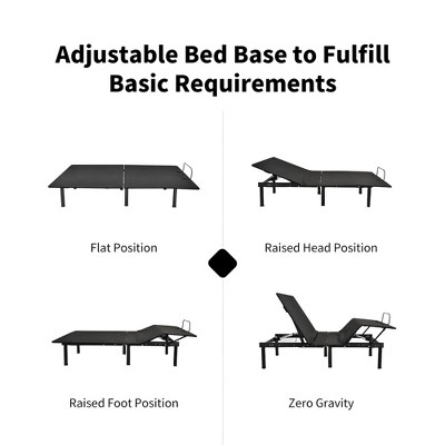 Queen Adjustable Black Metal Frame Bed Base with Remote Control
