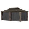 Outsunny Patio Gazebo, Netting & Curtains, 2 Tier Double Vented Steel Roof, Hardtop, Ceiling Hooks, Rust Proof Aluminum - 4 of 4