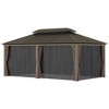 Outsunny Patio Gazebo, Netting & Curtains, 2 Tier Double Vented Steel Roof, Hardtop, Ceiling Hooks, Rust Proof Aluminum - image 4 of 4