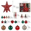 72 Pack Christmas Ornaments Set with Topper & Multi-Size Christmas Ball Ornaments, Hanging Xmas Tree Decorations - 2 of 4