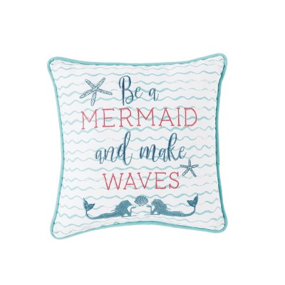 C&F Home 10" x 10" Make Waves Mermaid Embroidered Throw Pillow