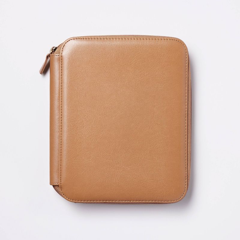 Zipper Tech Case with Pockets and 60 Page 0.3&#34; Rule Notebook Brown - Threshold&#8482;, 1 of 6