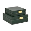 Cheung's Lithos Vintage Square Style Set of 2 Boxes with Stitched Accents & Gold Handles - Green - 3 of 4