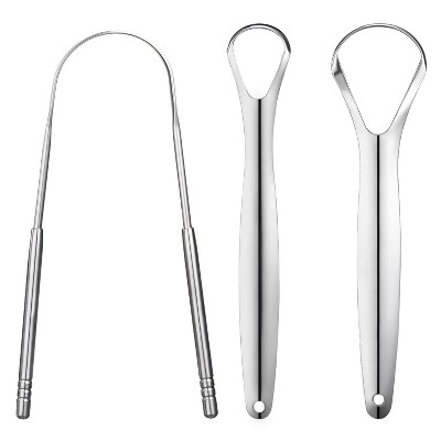 3 PCS Metal Tongue Scraper, Tongue Scrapers for Adults, Stainless Steel Tounge Scrappers, Tounge Scraper
