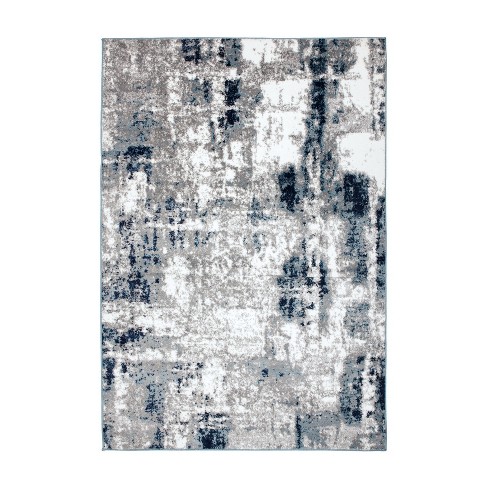 World Rug Gallery Distressed Modern Abstract Area Rug - Blue 5' x 7