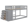 TIRAMISUBEST Twin over Twin/Full Over Full Size Bunk Bed with 4 Storage Drawers and 3 Shelves, Solid Wood Floor Bunk Bedframe with Ladder& Guardrail - 3 of 4