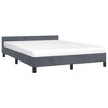 vidaXL Velvet Bed Frame Platform Bed, Scandinavian Style/Slats Support/No Box Spring Needed/Without Mattress/Easy Assembly, Dark Grey Queen Bed - 2 of 4