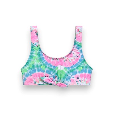 XOXO Little Girls' 2-Piece Keyhole & Knot Details Bikini Swim Set, Multi/Tie-Dye Print, 4 — фото 2