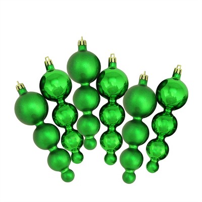 Northlight 6ct Shiny and Matte Finial Shatterproof Christmas Ornament Set 5.75" - Green