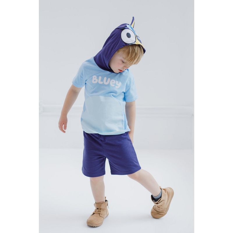 Bluey Hooded Cosplay T-Shirt and French Terry Shorts Outfit Set Toddler to Little Kid, 2 of 8