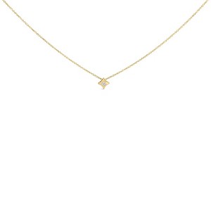 10K Gold 1/10 Ct Bezel Solitaire Princess Diamond Kite Shape Pendent Necklace - 1 of 4