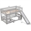 RISOKEYS Full Over Full Low Bunk Bed - Slide Included, Safety Fence & Ladder, Perfect for Toddlers Kids Teens - Grey - 3 of 4