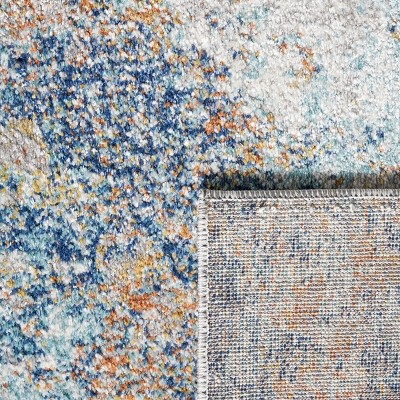 Gray Abstract Stain-Resistant Synthetic Runner Rug, 24" x 4"
