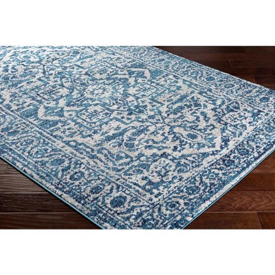 Emma Sky Blue Synthetic Fur 6'7" Square Area Rug