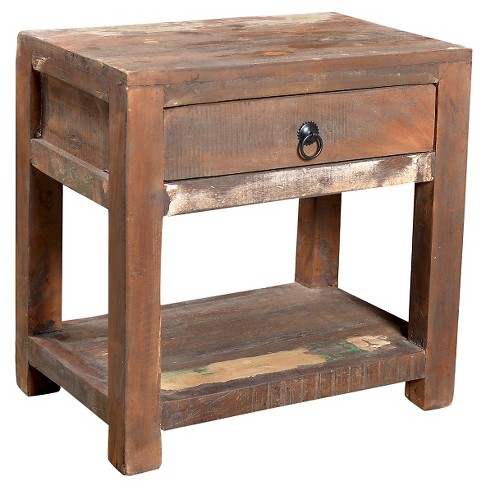 side table wood reclaimed drawer natural timbergirl 18w 23h 18d target tables