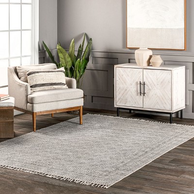 Ivory Cotton Flat Woven Trellis 4' x 6' Area Rug