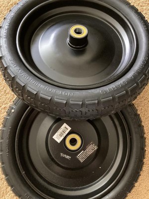 10 Solid Tire Wheel with 5/8 Bearings and 2.1 Offset Hub - 2-Pack for  Carts, Dolly, Trolley, Dump Cart, Hand Truck, Wheelbarrow, Garden Wagon