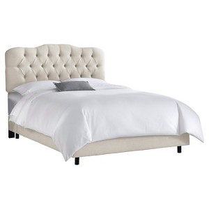 California King Seville Linen Upholstered Bed Linen Talc - Skyline Furniture