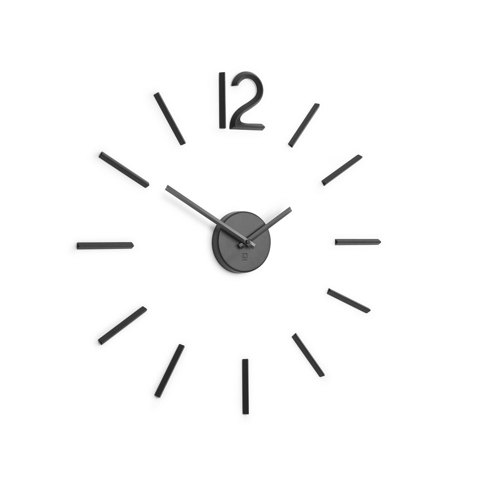 Photos - Wall Clock Umbra Blink  Black - : Modern Aluminum Analog Display, Indoor Decorative Timepiece 