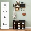 Acekool 31.5" Entryway Set - Wall Mount Coat Rack + Shoe Bench with Storage & Blackboard, Retro Design - 3 of 4