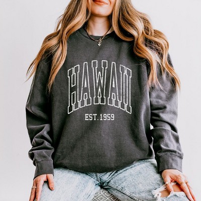 Simply Sage Market Women's Lightweight Garment Dyed Graphic Sweatshirt Hawaii Est. 1959