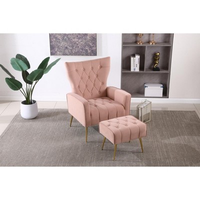 Modern Accent Chair with Ottoman, Comfy Armchair for Living Room, Bedroom, Apartment, Office