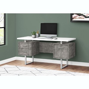 PAGED Simple Modern Computer Desk, Reversible Home Office Desk with 2 Storage Drawers and Filing Cabinet for Office, Study - 1 of 4