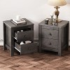 NicBex Set of 2 Nightstand with 2 Drawers,18.1 inch  Side Table with Retro Design and Storage Space,Bedside Table for Bedroom,Living Room,Gray/Brown - 2 of 4