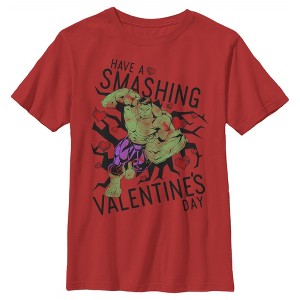 Boy's Marvel Valentine's Day Hulk Smashing T-Shirt - 1 of 4