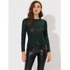 Allegra K Women's Long Sleeve Puff Sleeve Party Glitter Shiny Metallic Tops - 2 of 4